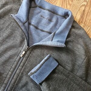 Reversable Tommy Bahama Men Gray Blue XXL 1/4 Zip Pullover Soft Cotton Sweater‎
